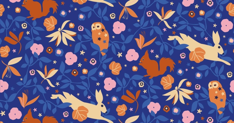 Night forest - Seamless pattern vector Royalty-Free French Design