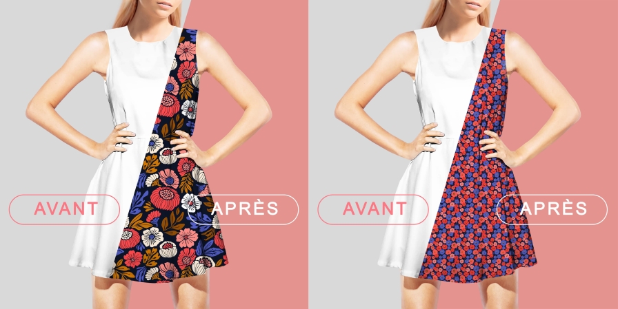 customization of a dress with a trendy French pattern
