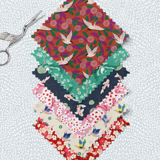 Collection of Japanese patterns on fabrics on sale at French Design by textile addict