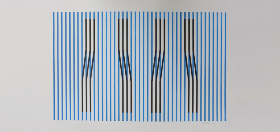 work by Carlos Cruz-Diez with geometric striped patterns