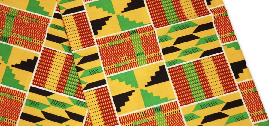 Photographies illustrant un textile traditionnel Kente des peuples autochtones d'Afrique