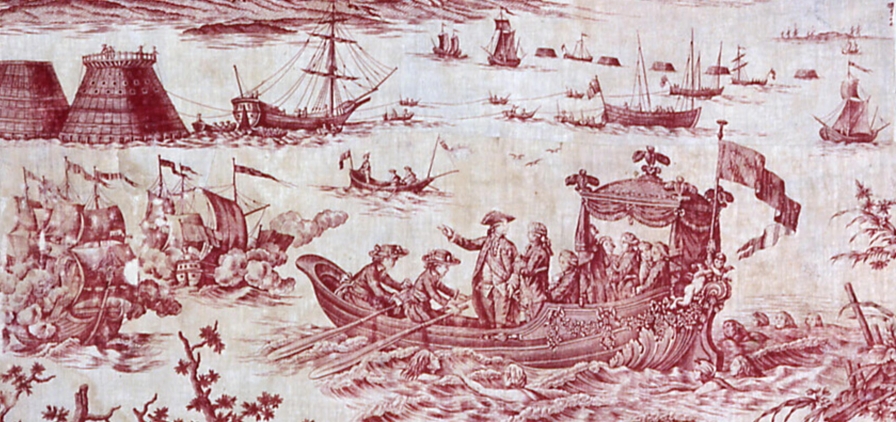Image d’une toile de Jouy à motifs narratifs