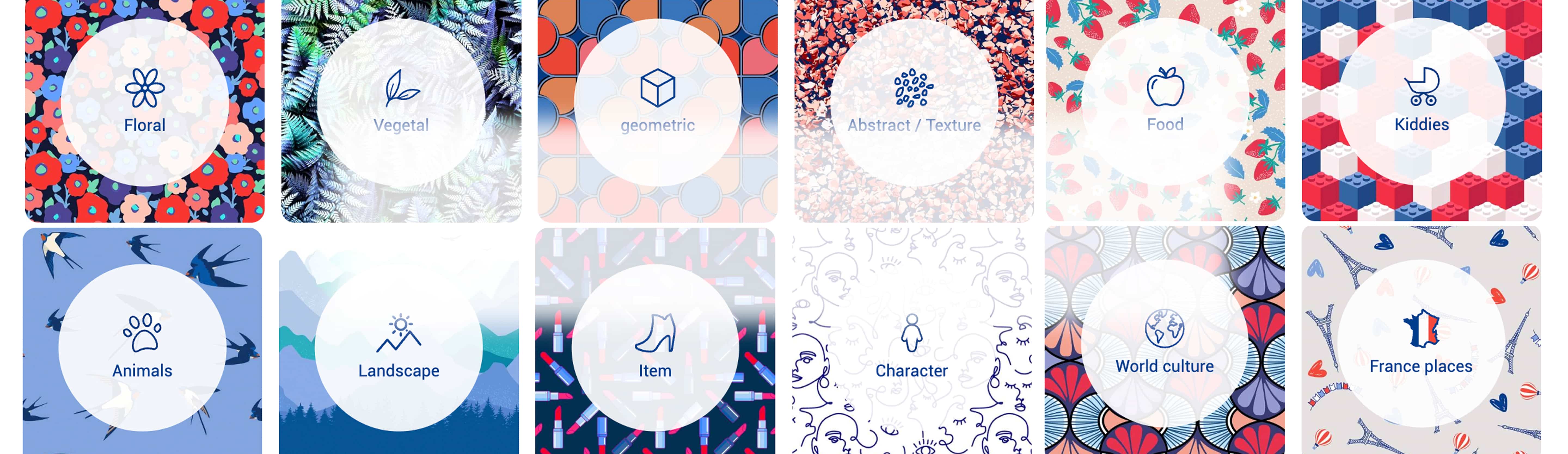 Images des différentes categories de motifs textiles les plus populaires